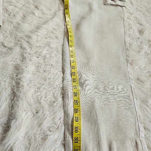 Michael Kors Woman's Cream 100% Linen Cargo Paints Size 14 - Picture 7 of 10